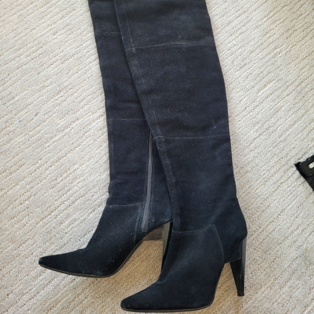 H&M HIGH HEELS OVER KNEE BOOTS REAL SUEDE LEATHER LIMITED EDITION